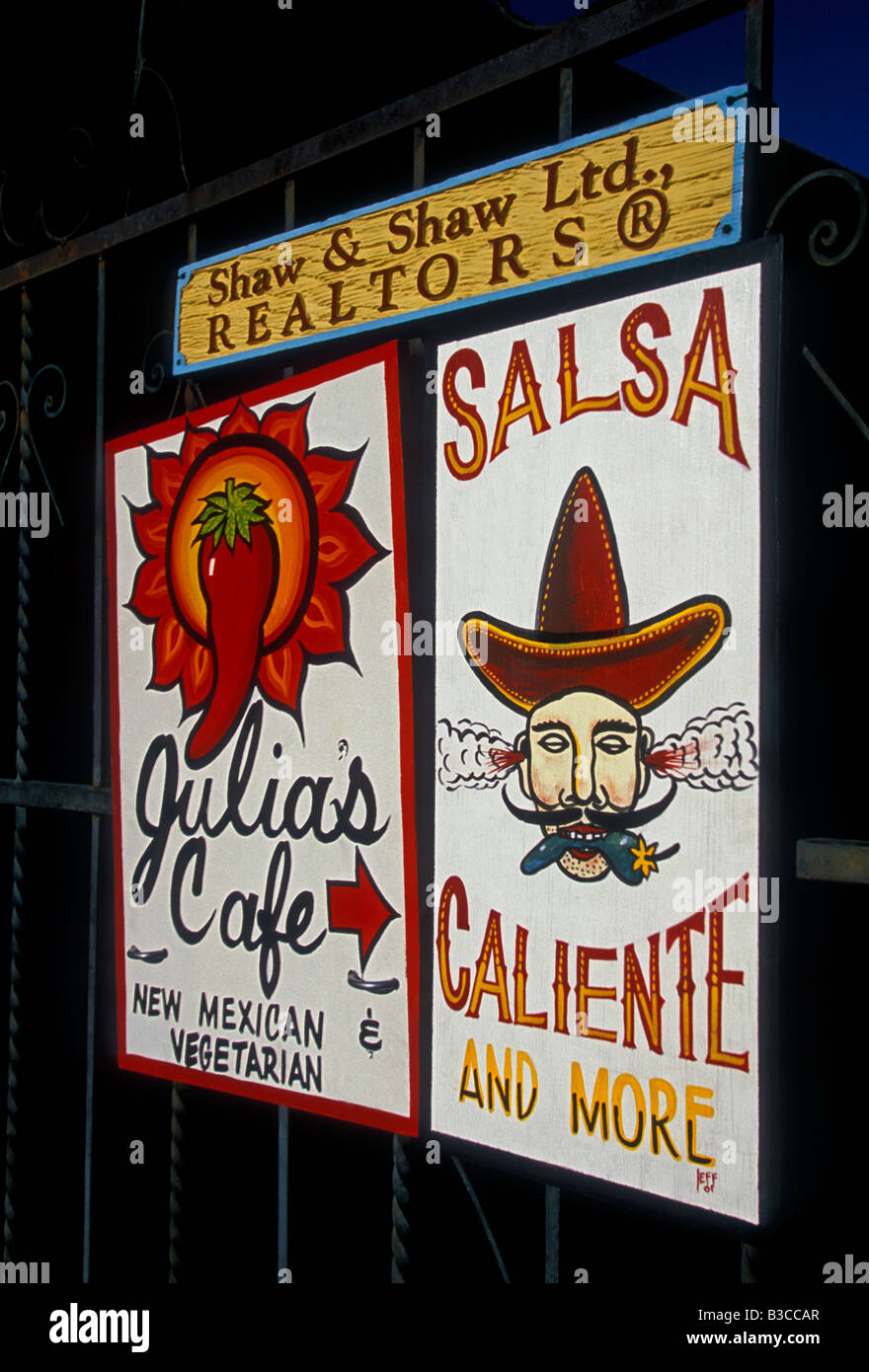 Sign for Mexican restaurant Old Town Plaza Albuquerque Bernalillo County New Mexico United States North America Stock Photo