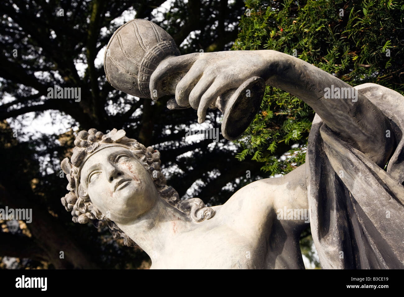 UK Derbyshire Hardwick Hall Gardens classical statue of Bacchus Stock Photo