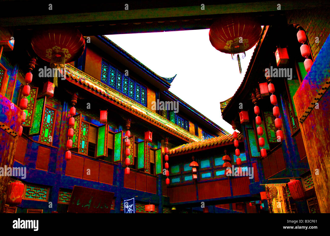 Jinli Street Abstract, Chengdu, Sichuan, China Stock Photo