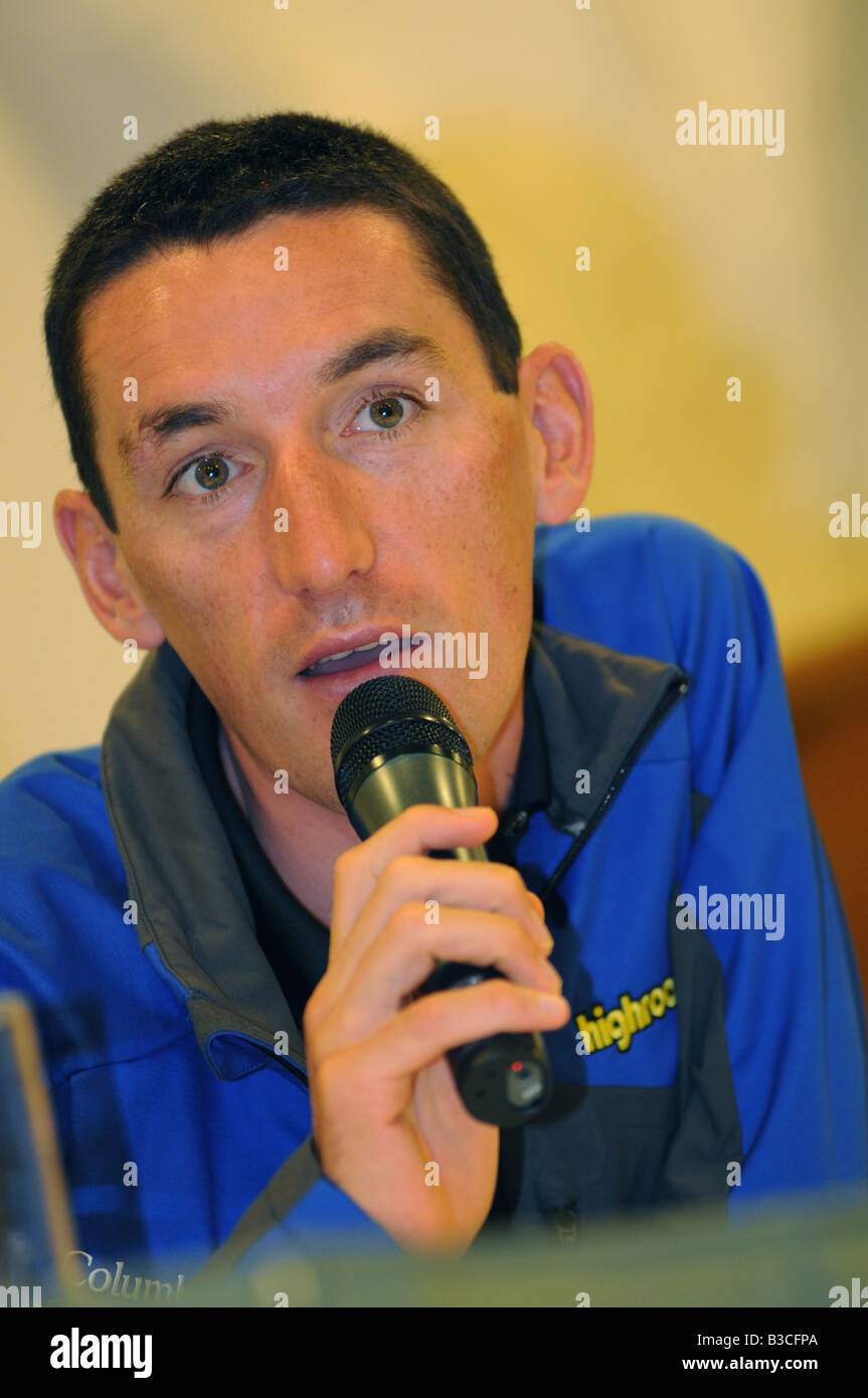 Marco Pinotti Team Columbia THR Tour of Ireland Press Conference Crowne Plaza Hotel Dublin Airport 26th August 2006 Stock Photo