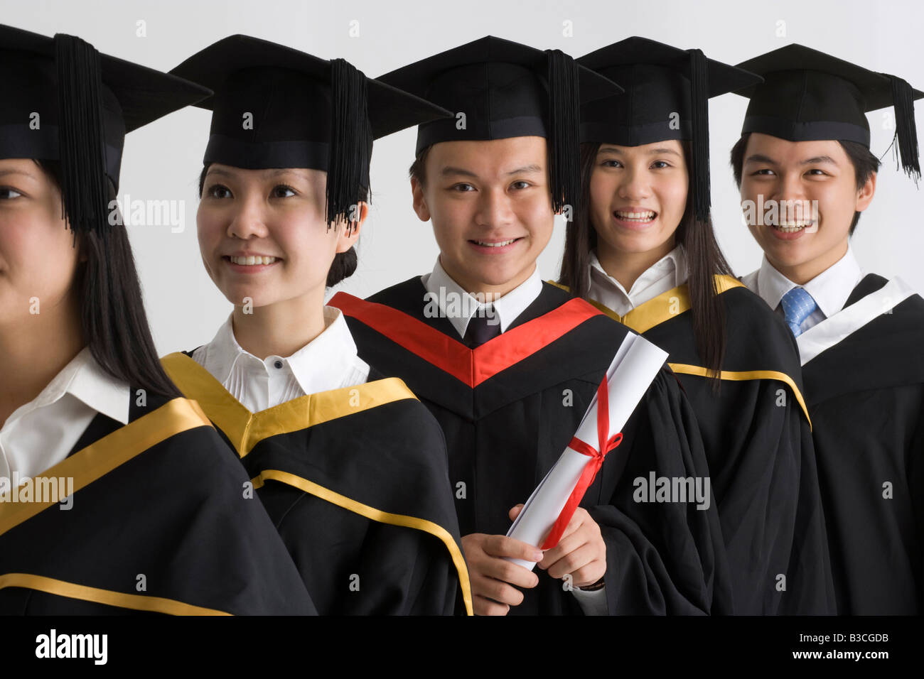 Five young graduate students smiling together Stock Photo - Alamy