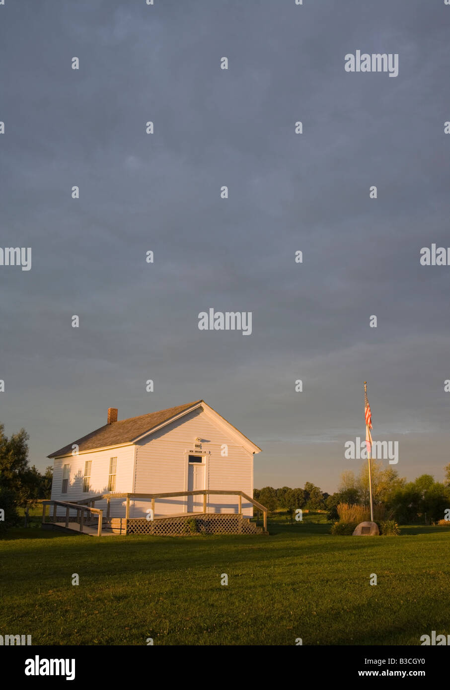 One room schoolhouse circa 1865, Norman Borlaug historic site, Howard County, Iowa Stock Photo