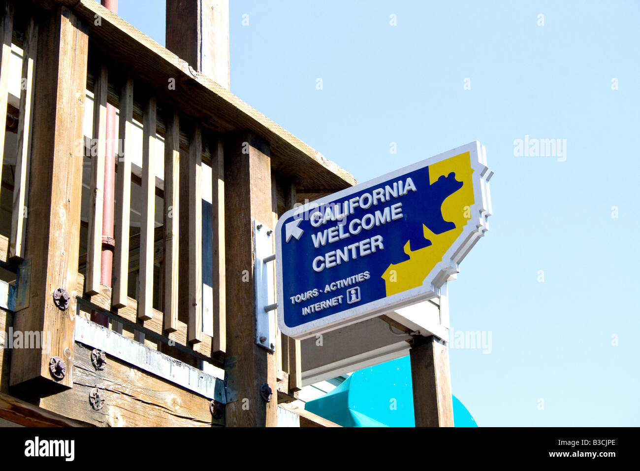 California Welcome Center sign in Fisherman's Wharf, San Francisco, California Stock Photo