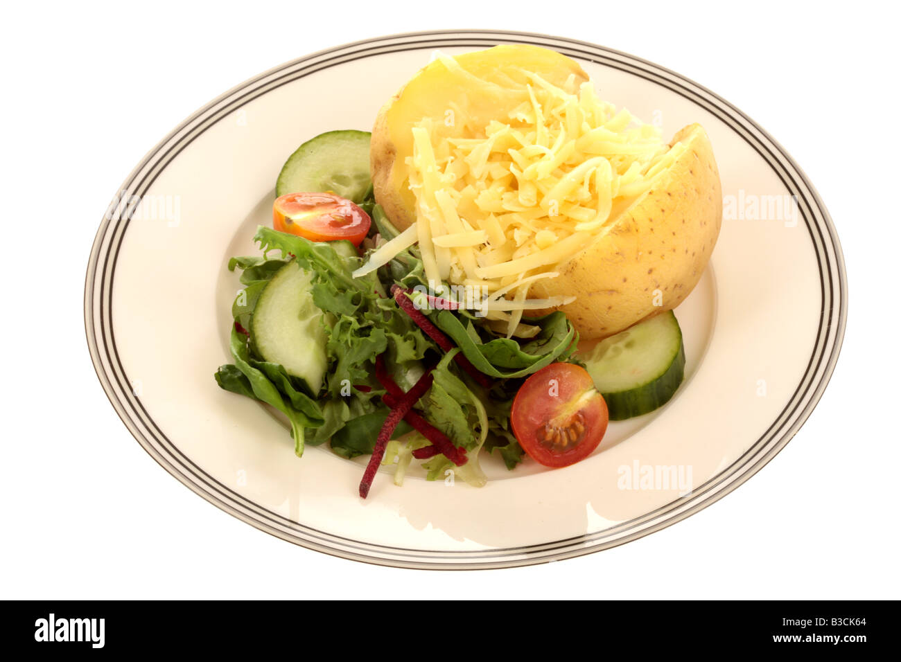 Jacket Potato With Cheese And Salad Stock Photo Alamy