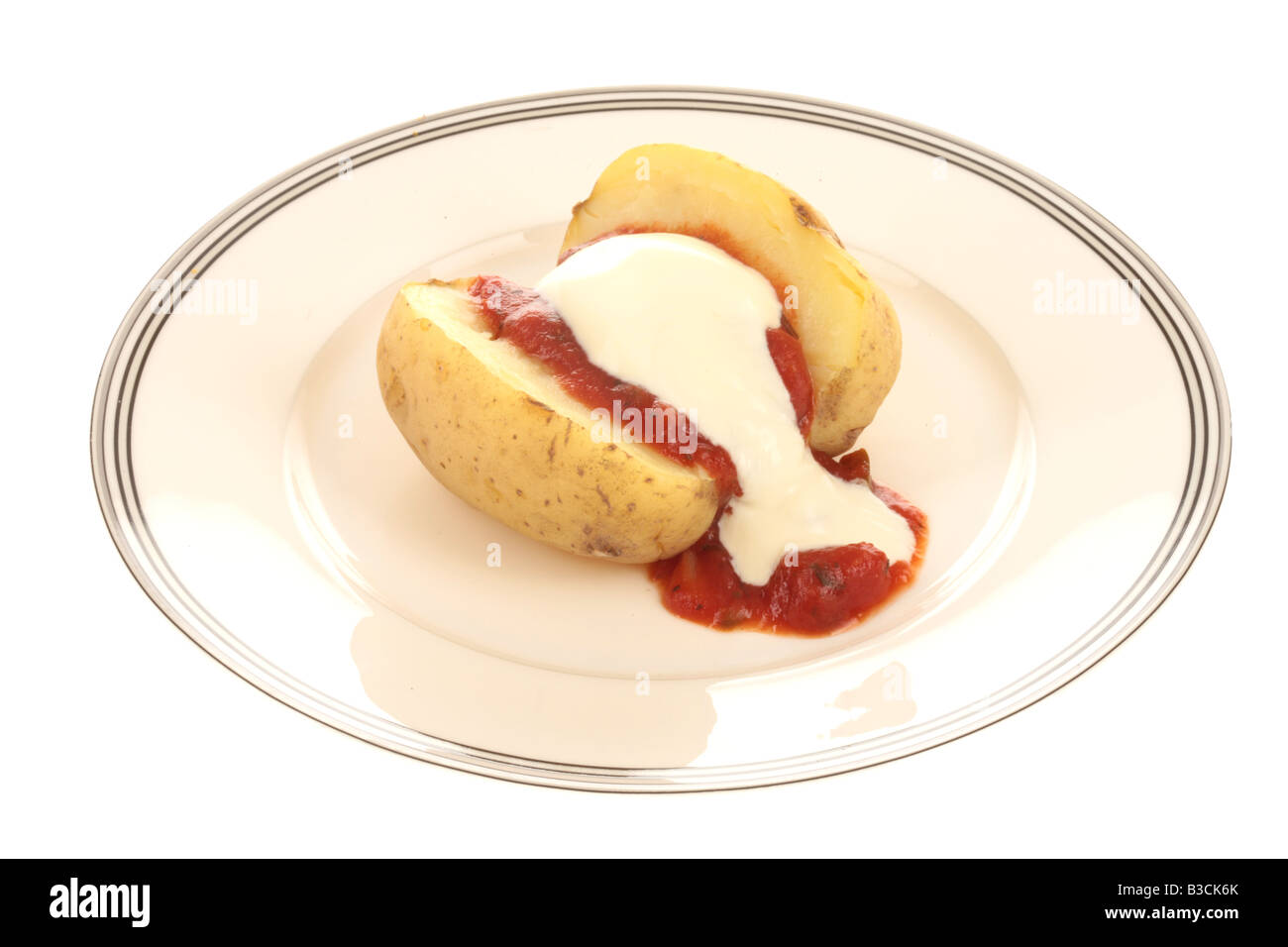 Jacket Potato With Salsa and Creme Fraiche Stock Photo Alamy