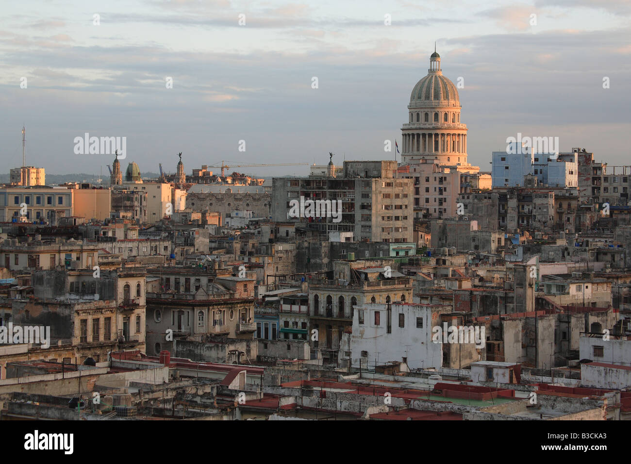 View of Havana s historic centre and El Capitolio national capitol building Havana Cuba Caribbean Stock Photo