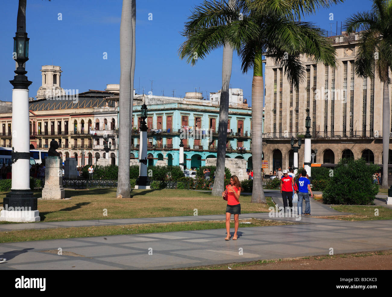 Parque Central at the Boulevard Paseo de Marti near the Capitol Havanna Havana Habana Kuba Stock Photo