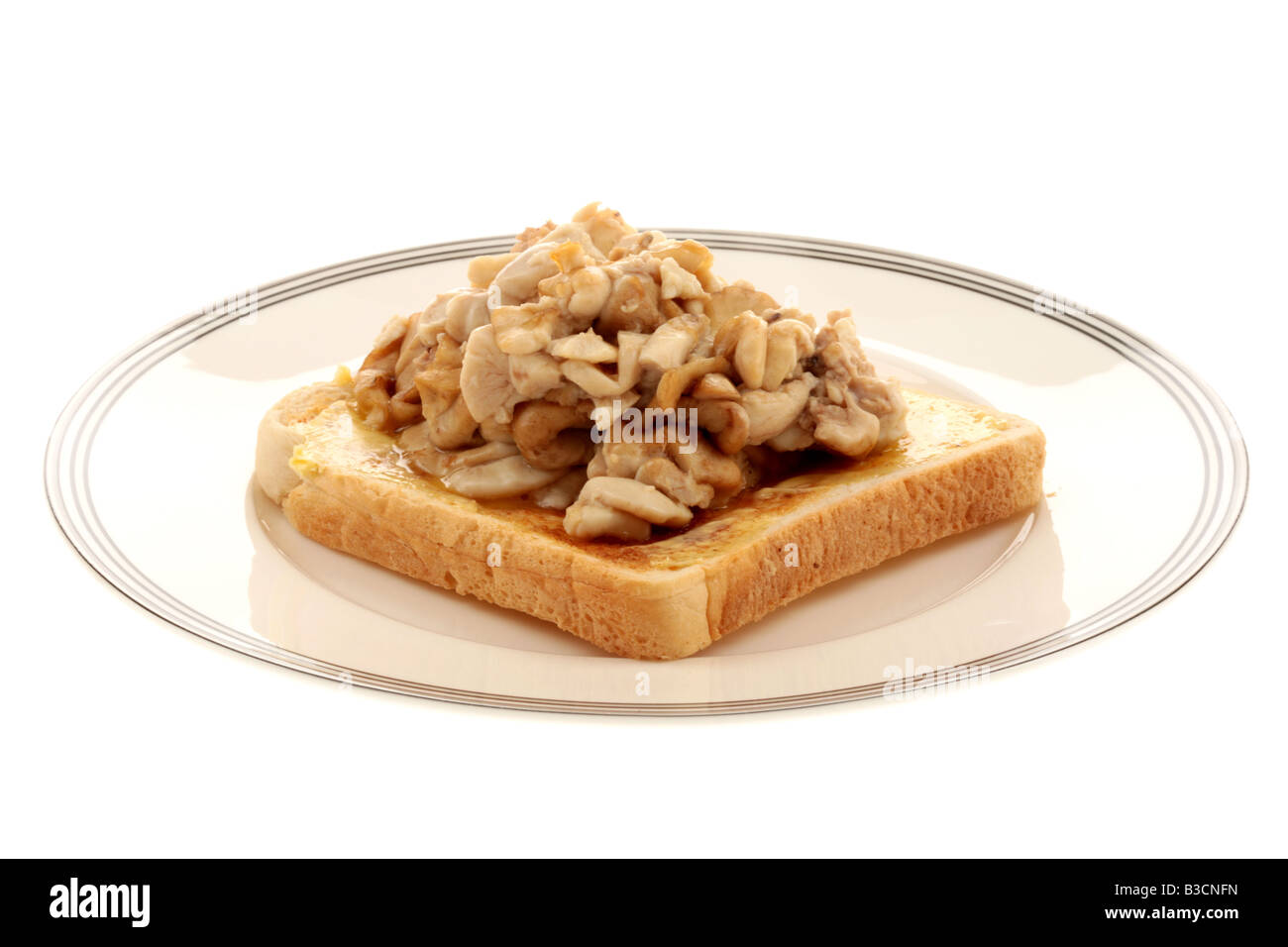 Tinned Healthy Fish Cod Roe On Toast Meal Isolated Against A White