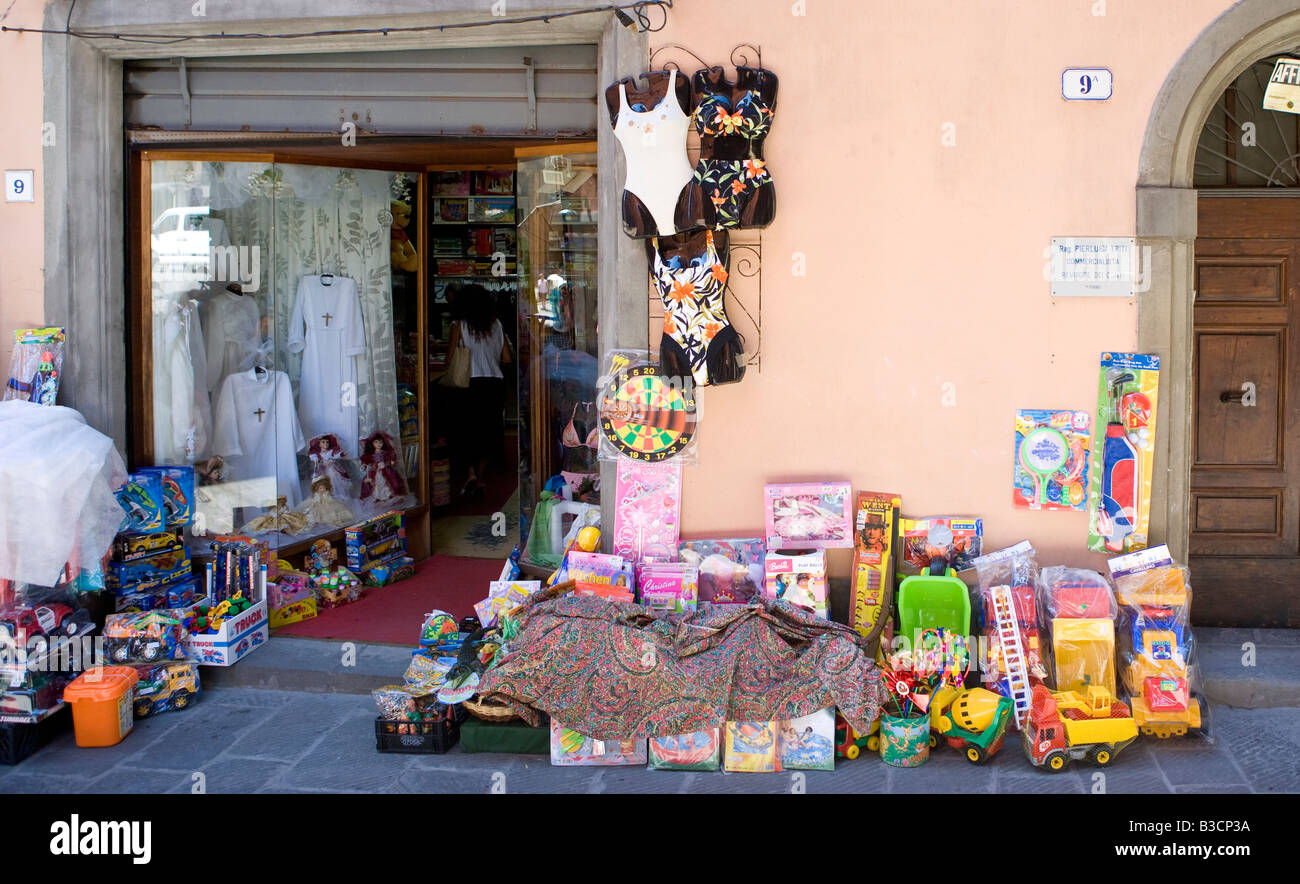 Odds and ends shop Castelnuovo di Garfagnana Tuscany Italy Stock Photo