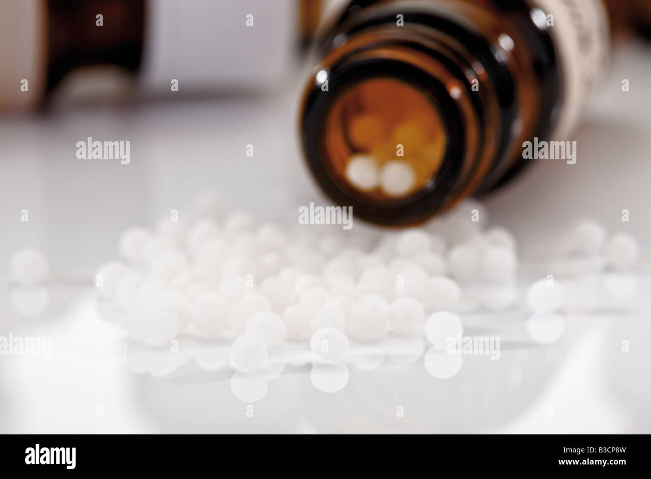 Flasks with pills Stock Photo