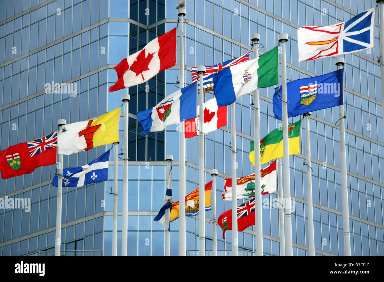 The different flags of The Provinces of Canada Stock Photo