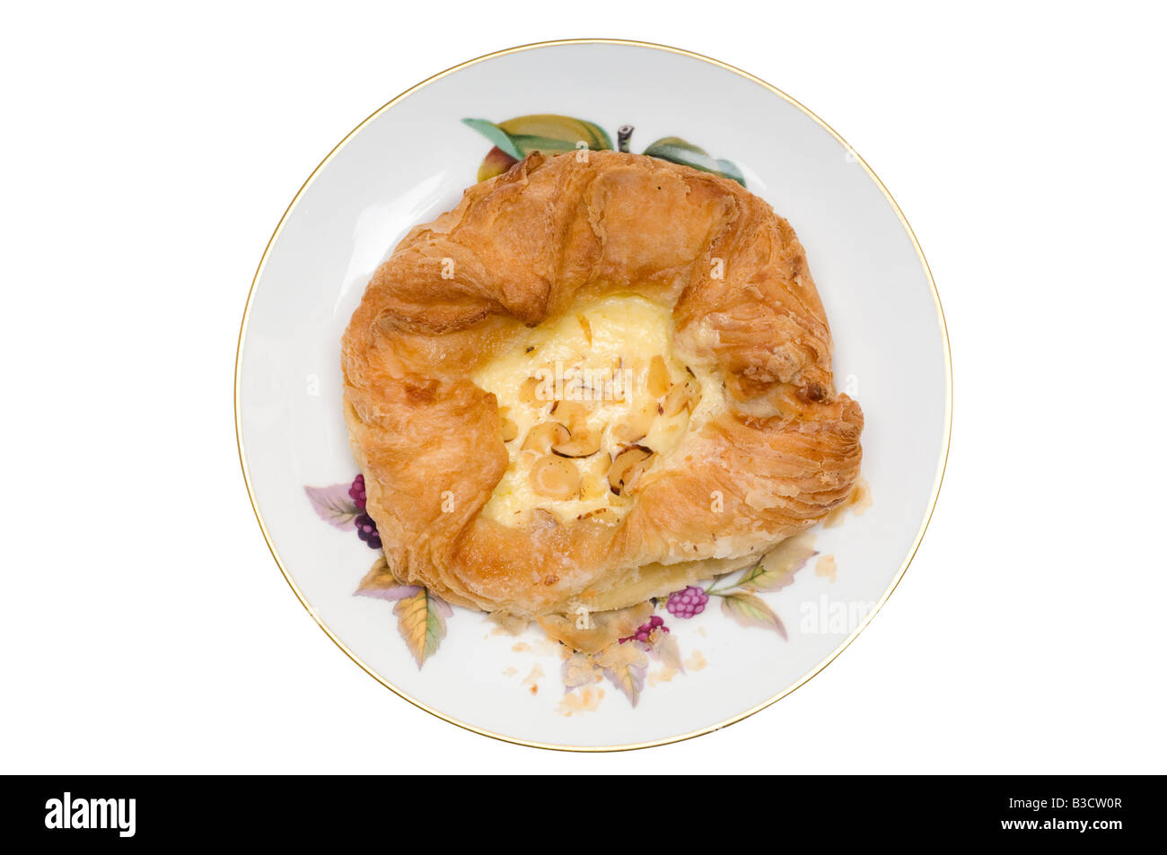 Vanilla cream crown danish pastry on a plate Stock Photo