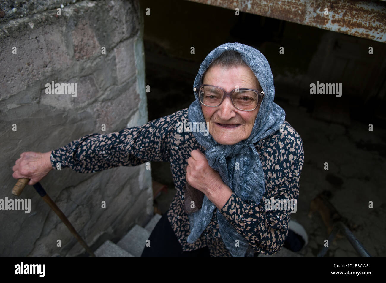Elderly woman in a rural village Georgia Stock Photo - Alamy