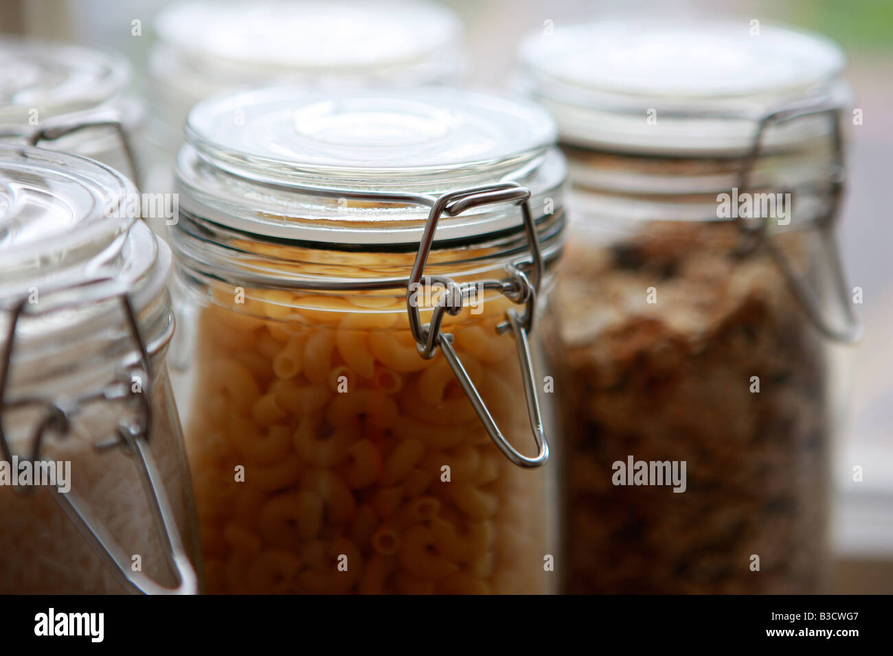 Glass kitchen storage jars Stock Photo Alamy
