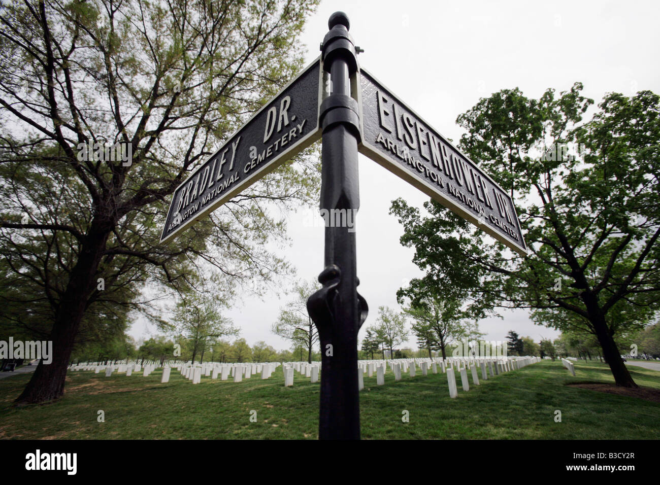 Streets named after WWII generals in Arlington National Cemetery Stock