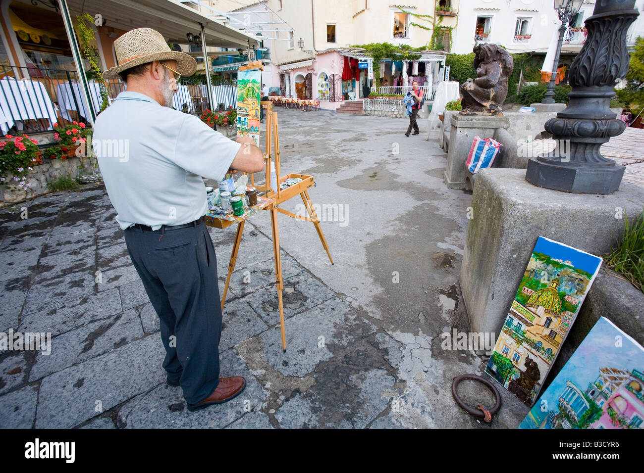 Man painting in Positano Stock Photo - Alamy