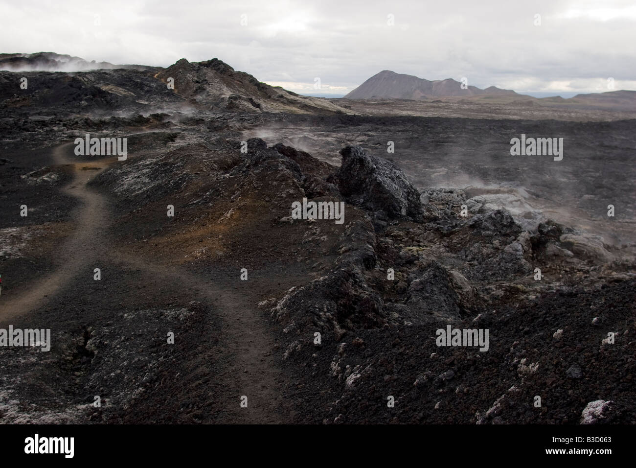 Lava field in the area of Krafla, Myvatn lake, Iceland. Stock Photo