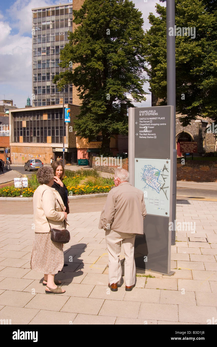 People Looking At Large Outside Map Of City In Norwich