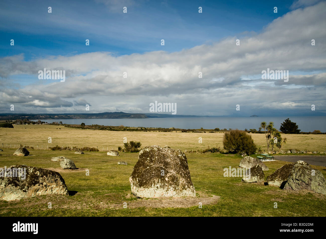 Landscape view of lake Taupo in North Island New Zealand Stock Photo