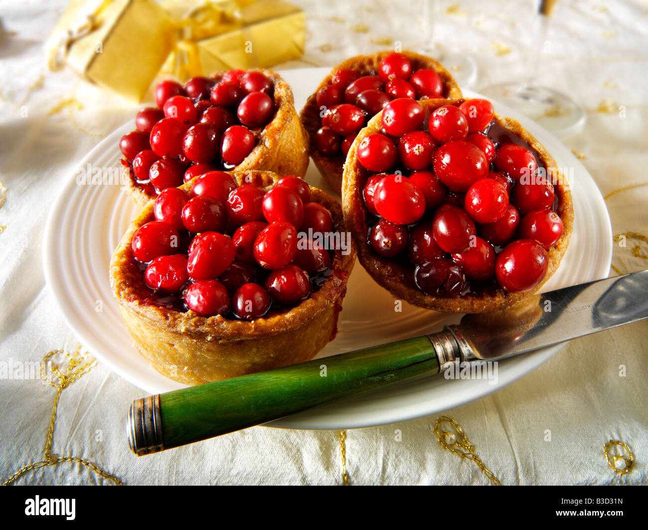 Cranberry topped pork pie - traditional British winter 'christmas food' Stock Photo