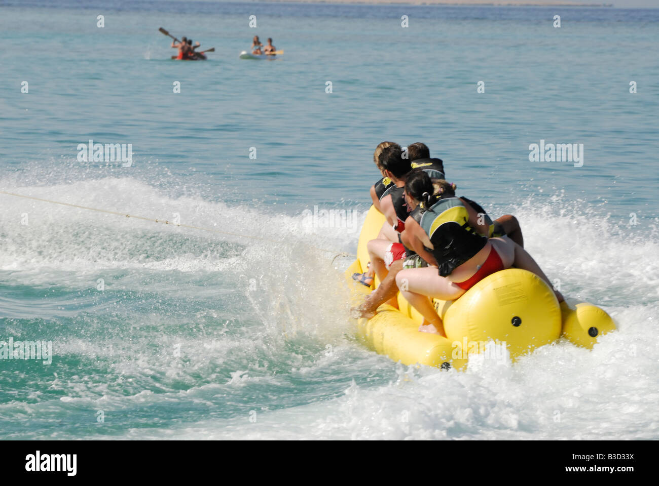 A banana boat ride in the Red Sea Hurghada Egypt Stock Photo