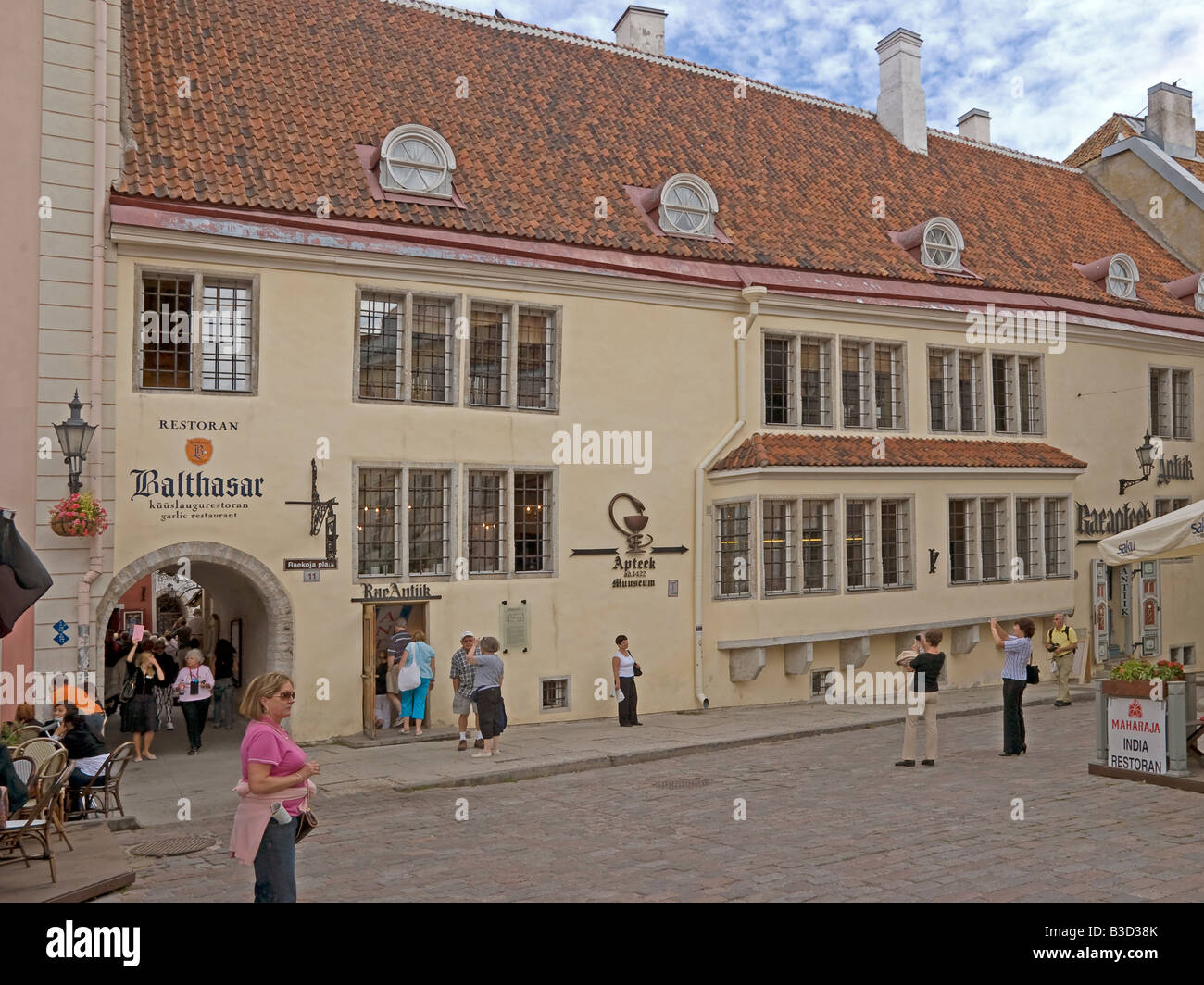 Raeaptek, oldest apothecary of Tallinn on the Town Hall Square in the old town of Tallinn, Estonia Stock Photo
