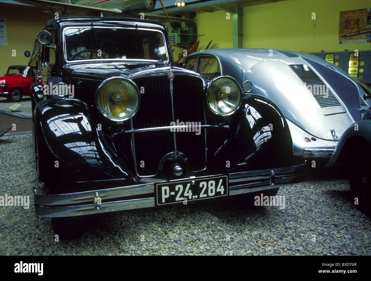 Tatra 80 limousine once owned by Czechoslovakian president Tomáš Garrigue Masaryk in the National Technical Museum in Prague, Czech Republic. Stock Photo
