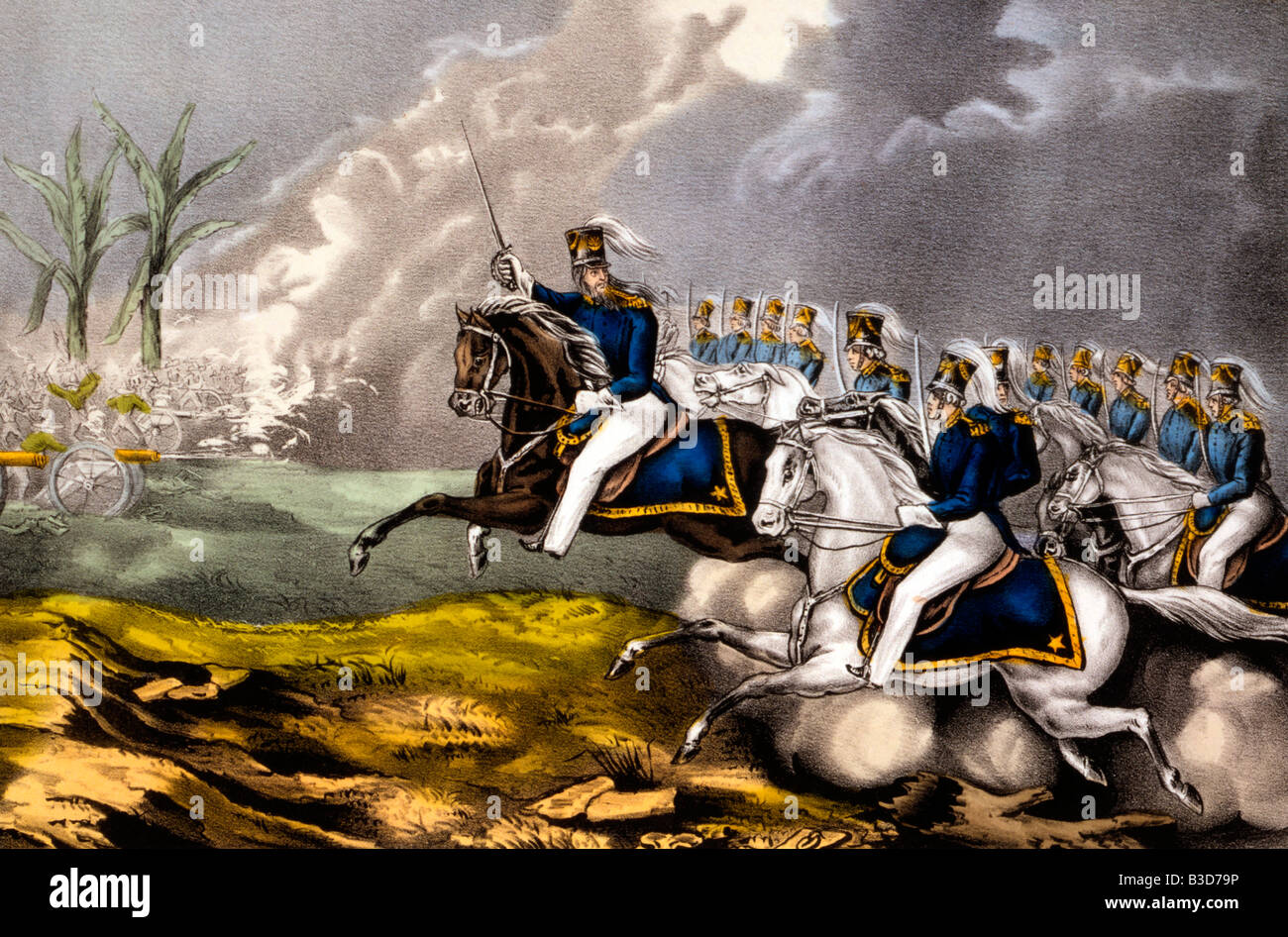 The brilliant charge of Captain May--At the Battle of Resaca de la Palma (Palm Ravine) 9th of May 1846 Stock Photo