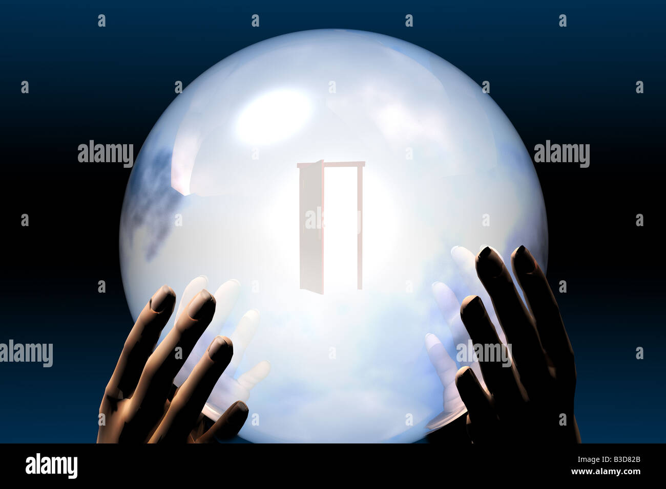 Hands holding a crystal ball Stock Photo - Alamy