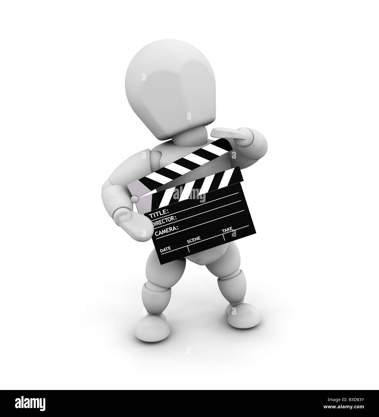 3D render of someone holding a clapper board Stock Photo