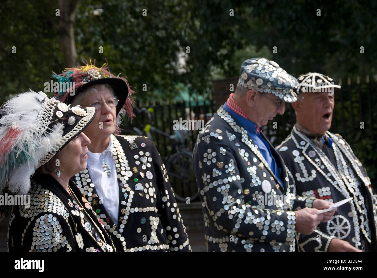 Street party to celebrate 1948 Olympic games .Pearly Kings and Queens. Stock Photo