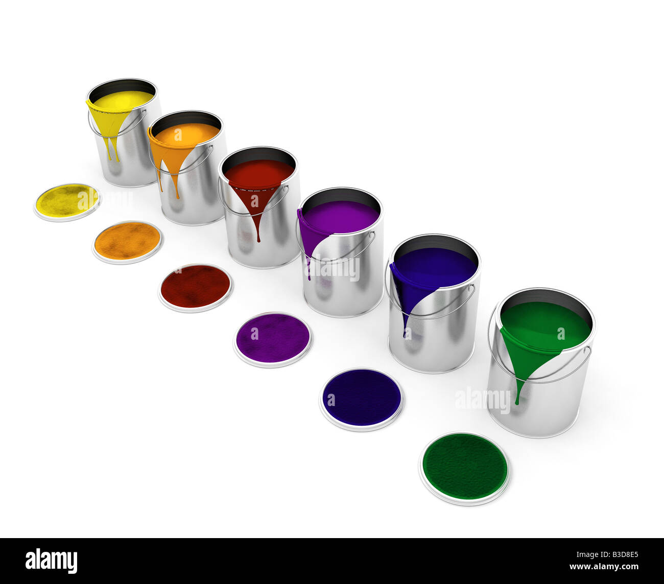 3D render of dripping paint cans Stock Photo Alamy