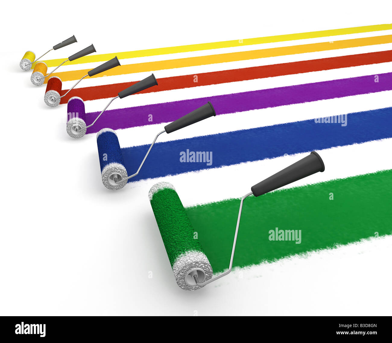 3D render of paint rollers Stock Photo Alamy
