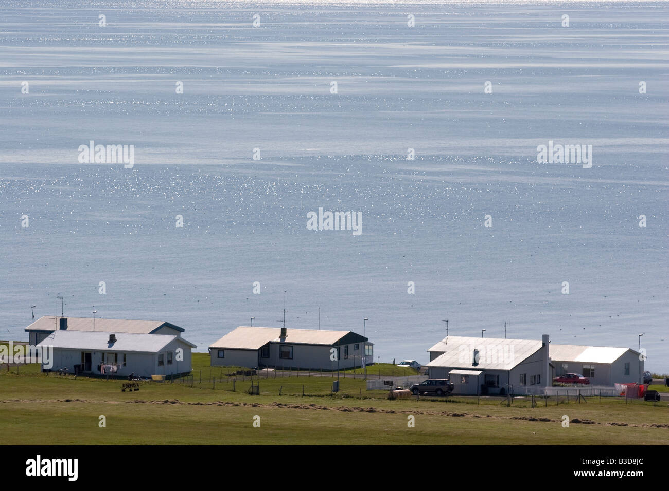 Houses at Grimsey island, directly on Arctic circle, Iceland Stock