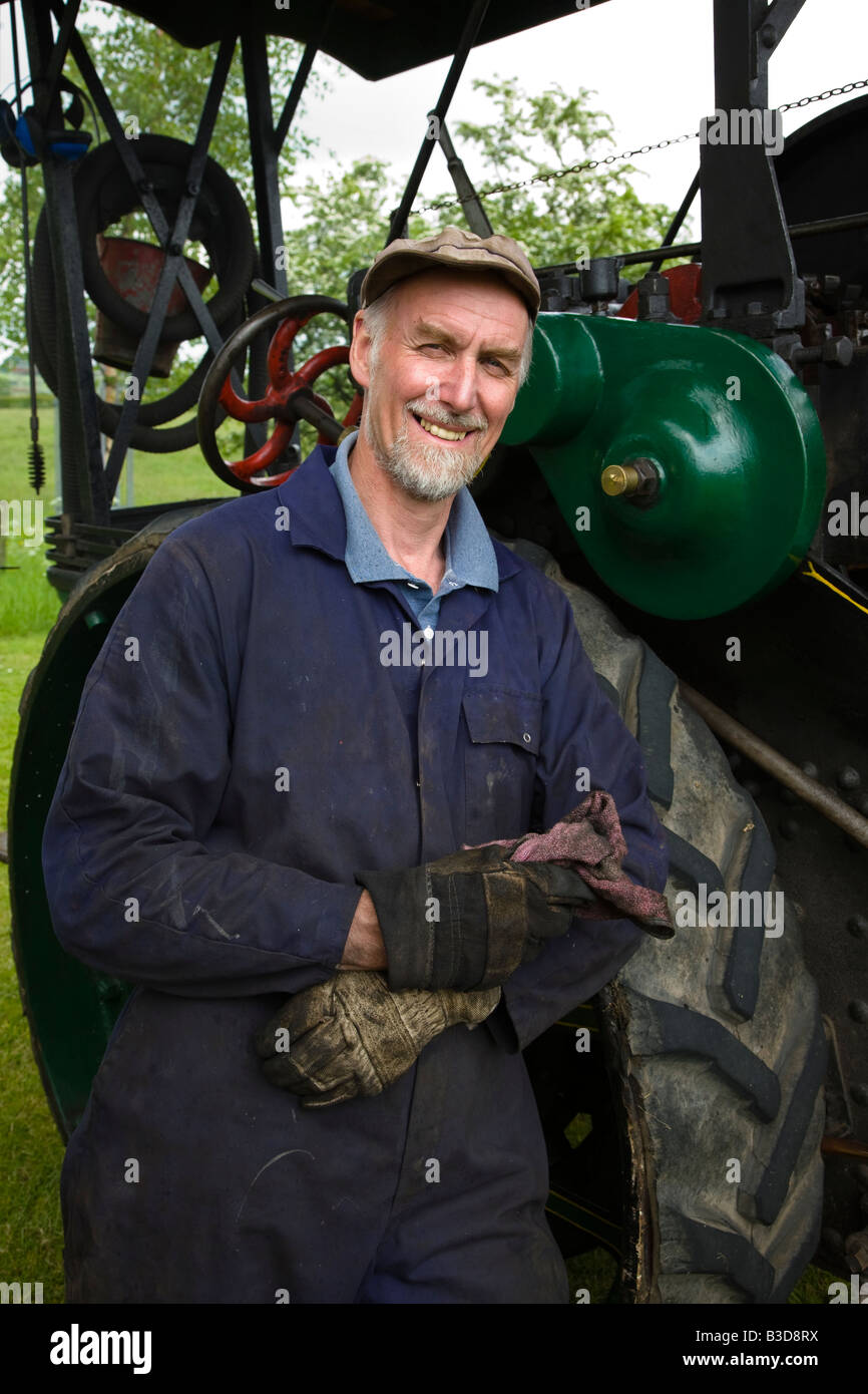 Kerr engineer working on his 1936 Aveling Barford steam tractor