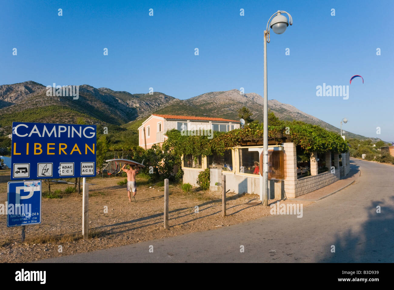 'Liberan' popular moto-camp in Viganj on Peljesac peninsula in Dalmatia (Croatia) Stock Photo
