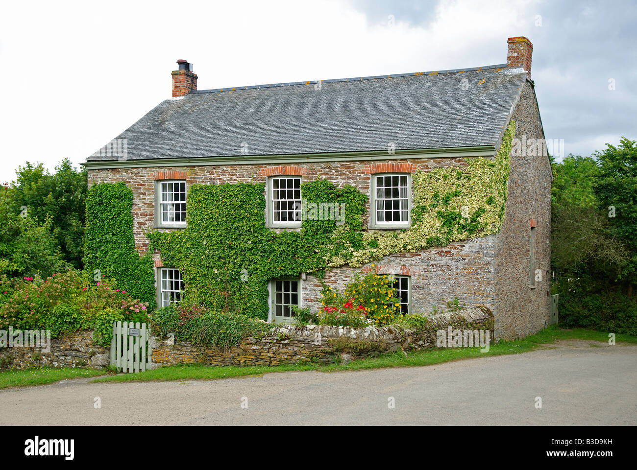 a traditional brick built farmhouse in cornwall,england,uk Stock Photo