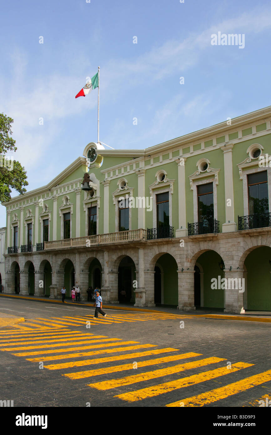 Spanish Colonial Style Architecture, Merida, Yucatan Peninsular, Mexico Stock Photo