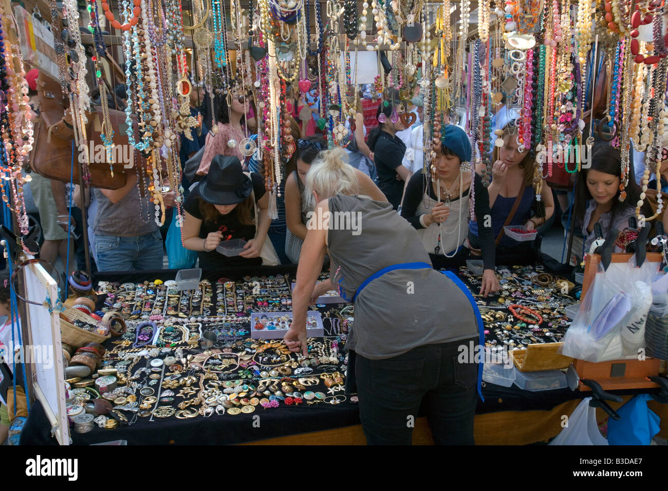 a jewellery stall at portobello market in london Stock Photo Alamy