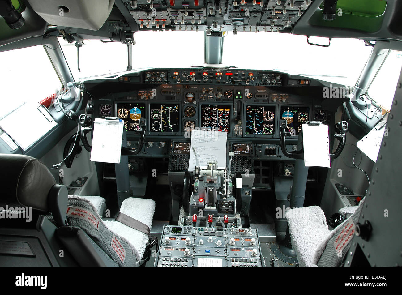 Cockpit View Of A Commercial Airplane Stock Photo - Alamy