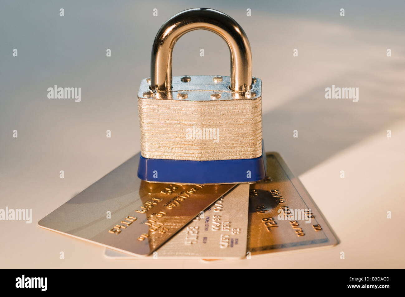 Lock with Credit Cards Stock Photo Alamy