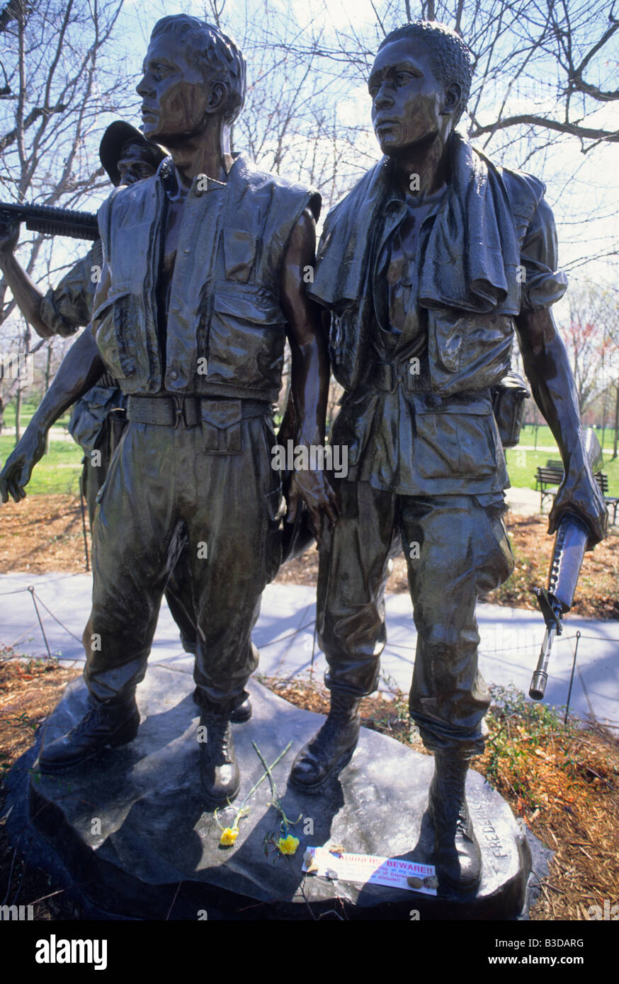 USA Washington DC Vietnam Veteran's Memorial Sculpture of Three Soldiers Stock Photo