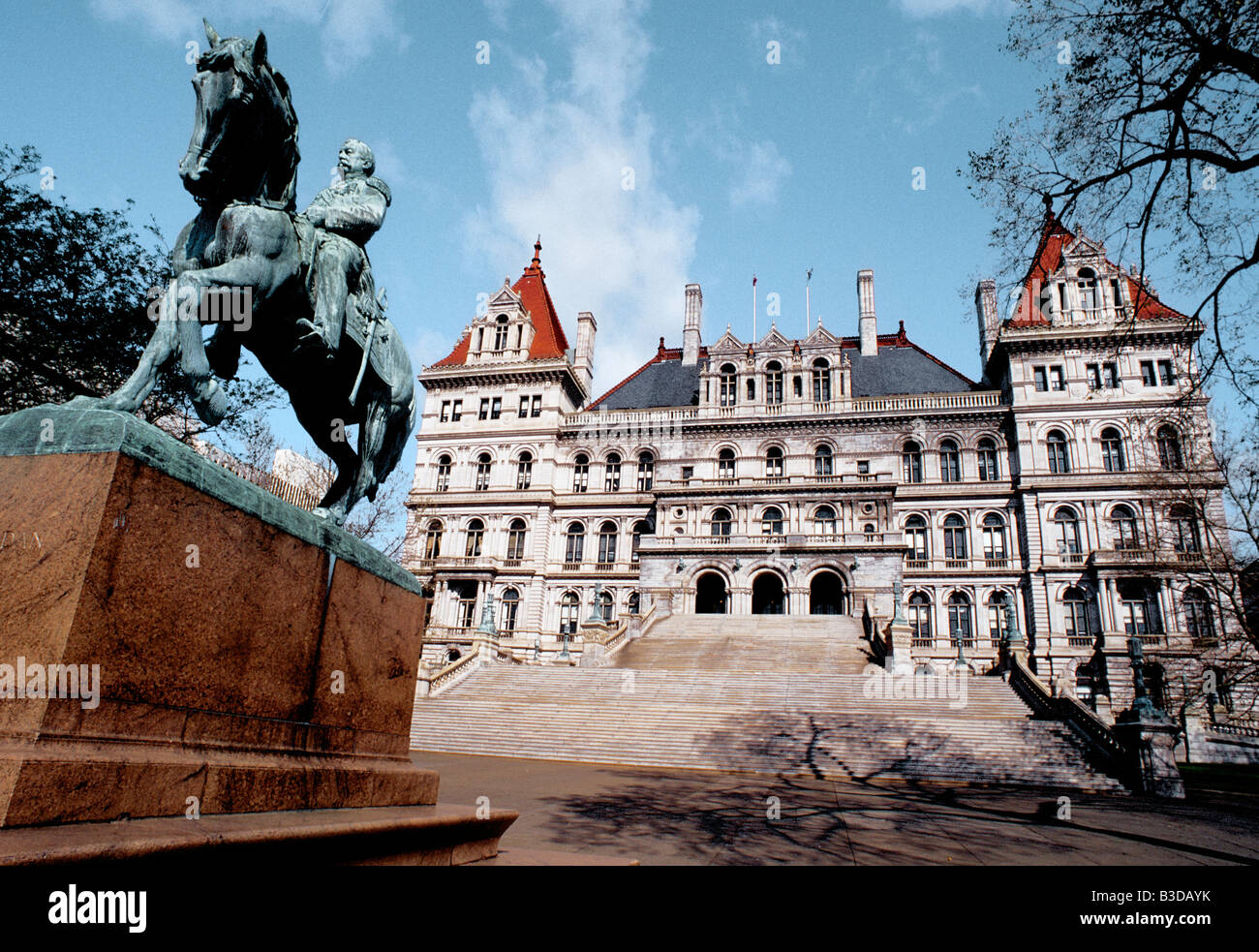 USA Albany New York Capitol Building and Statue of General  Sheridan Stock Photo