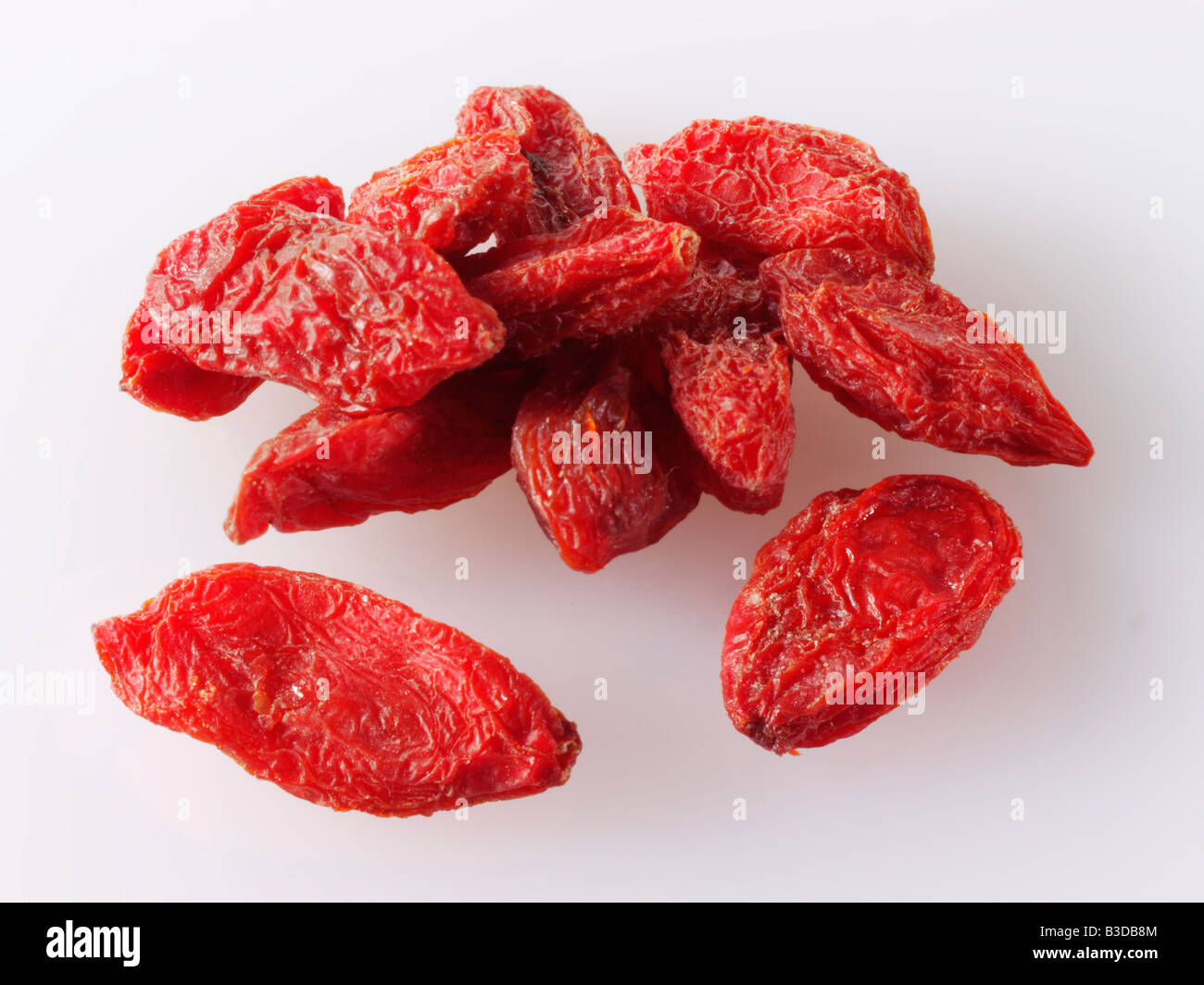 dried goji berry arrangement on a white background for cut out Stock Photo