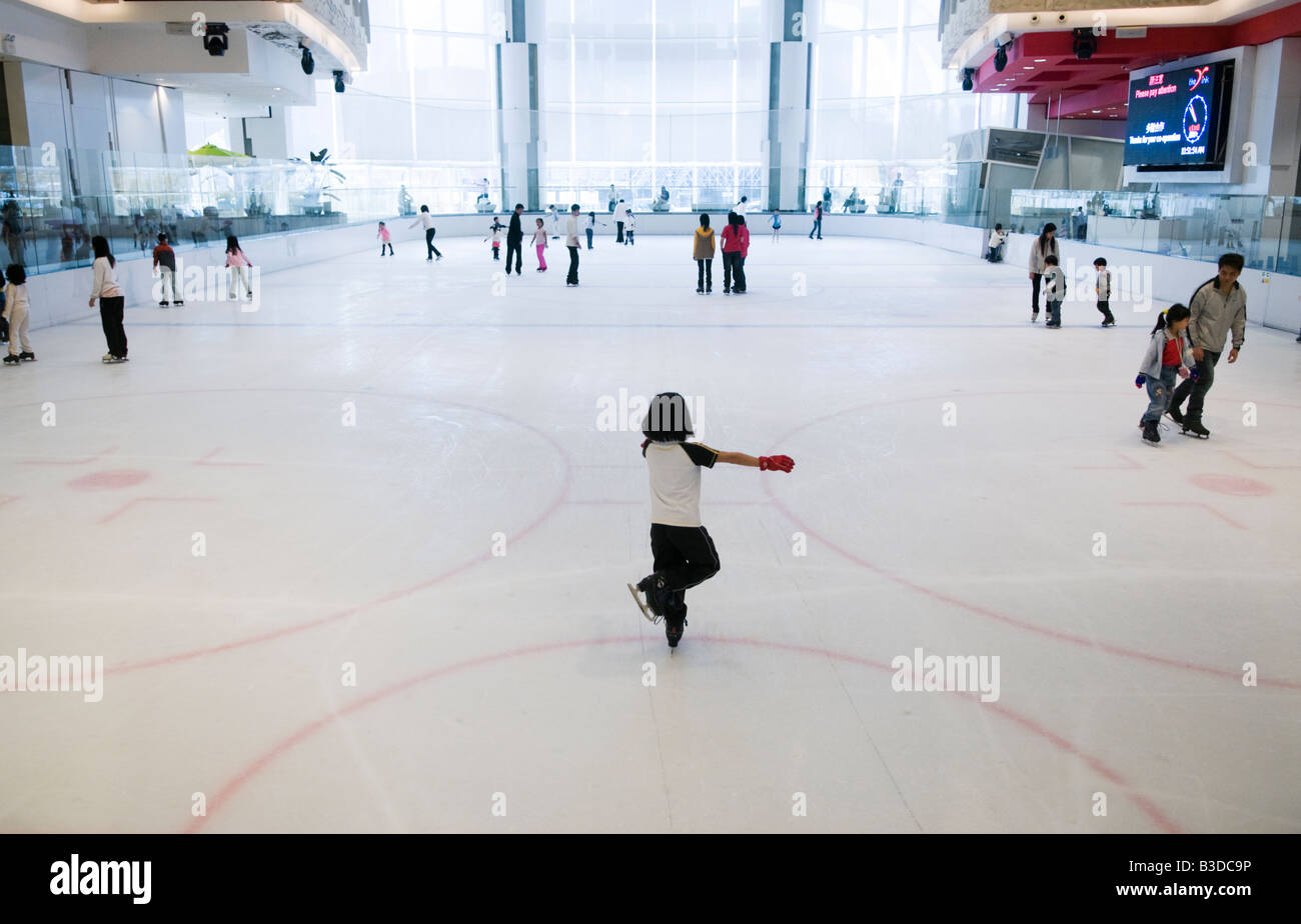 Skating rink at the Elements Shopping Mall in the Union Square Development in West Kowloon Hong Kong Stock Photo