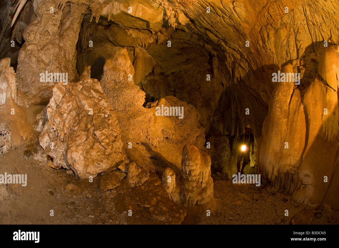 Sao Miguel Cave in Mato Grosso do Sul, Brazil. The cave was created by the corrosive action of the water. Stock Photo
