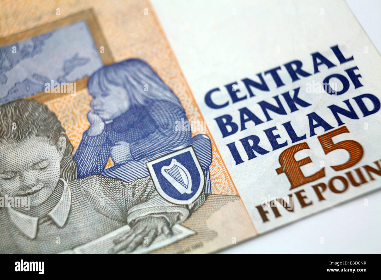 Five pound Irish Bank notes from Ireland Stock Photo