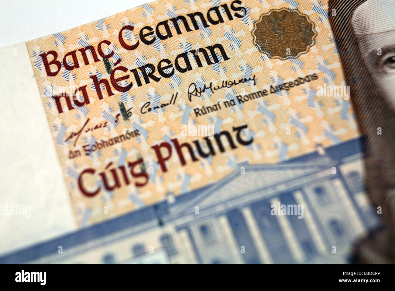 Close up of a 5 pound Irish Bank note from Ireland Stock Photo