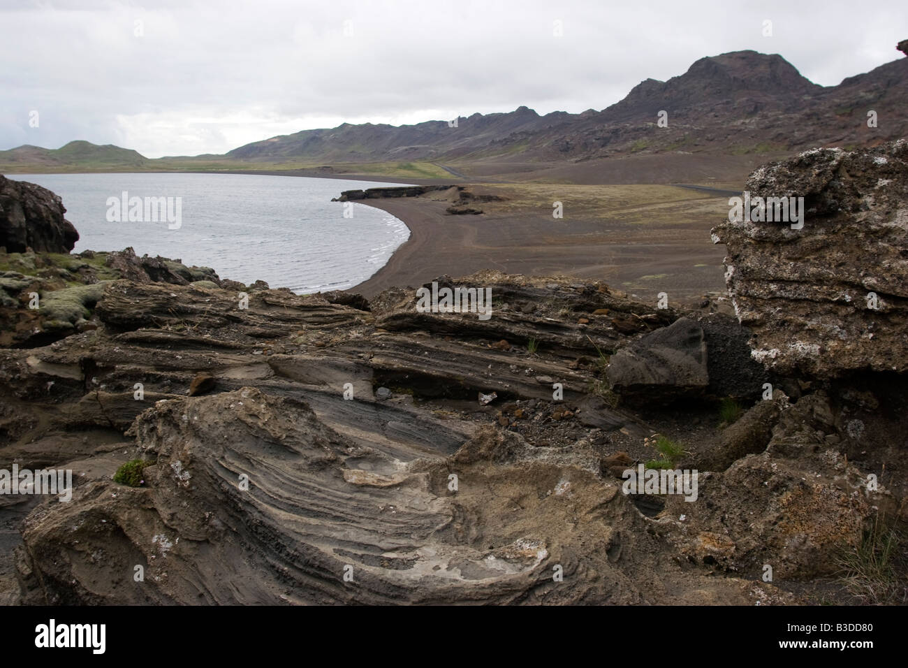 Kleifarvatn dead lake near Krisuvik geothermal area, Iceland. Stock Photo