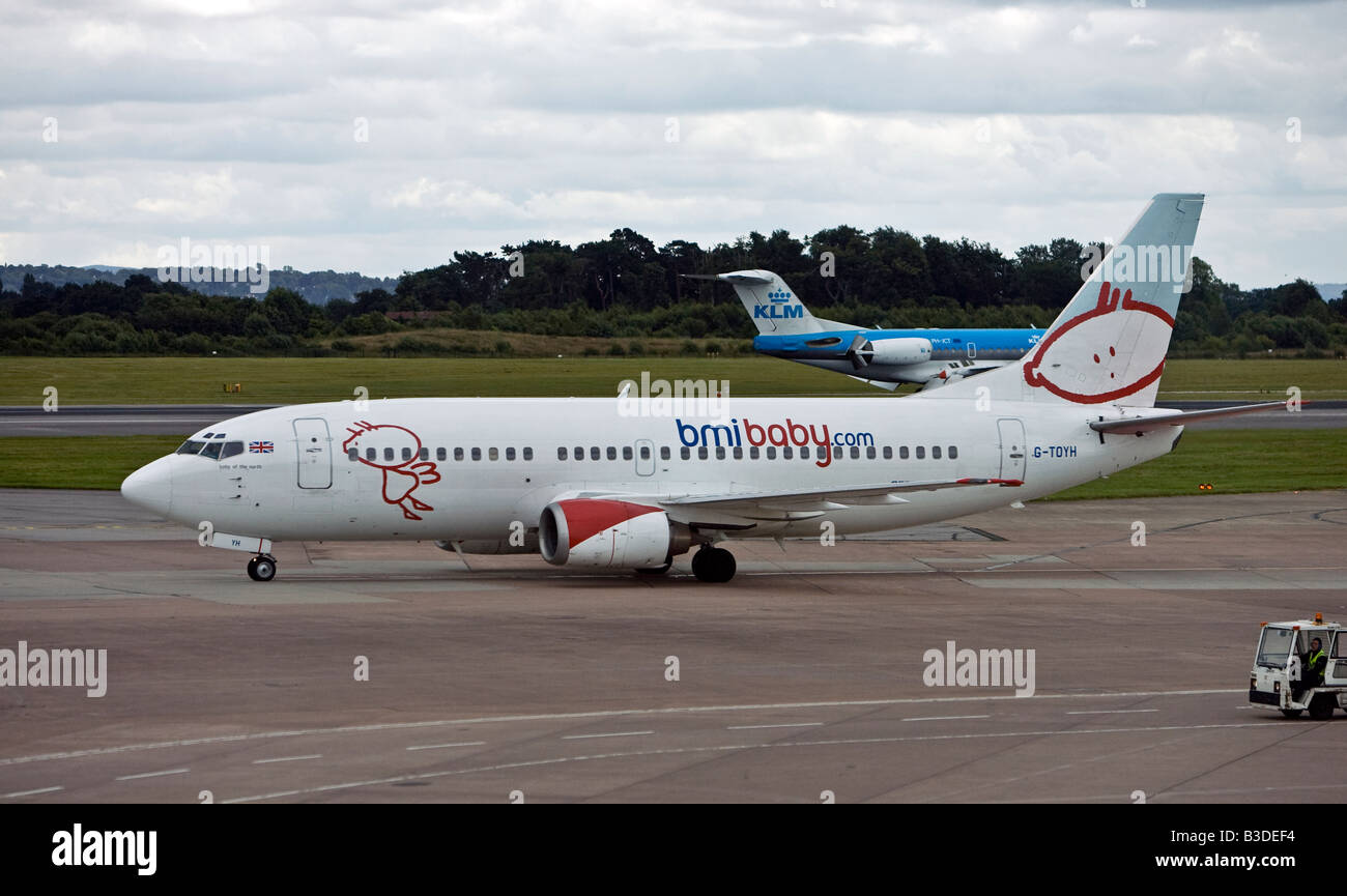 Taxiing aircraft at Manchester International Airport Stock Photo